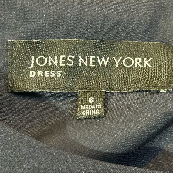 Jones New York Sleeveless Tri-Color Stretch Crepe Dress Tie Navy Size 6 NEW NWT - Picture 11 of 16